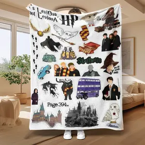Harry Potter Theme Blanket, Soft Flannel Throw, Warm and Durable, Perfect Gift for Fans, Home Decor, Halloween and Christmas Gifts