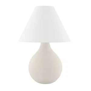 Helena Table Lamp - Matte White Ceramic with Organic Texture and Classic Tapered Shade