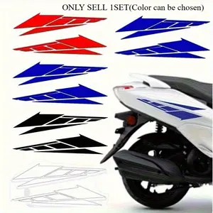 1SET Sporty Geometric Stripe Waterproof Sticker, Suitable for Motorcycle Front Fairing, Car Bumper, Bicycle Fender, Skateboard Gear, Laptop Case, Toolbox, Red/Black/White/Blue 4-Color Optional Decal, Add Vibrant Visual Effect to Your Outdoor Gear