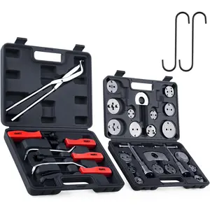 32pc Dual Brake Tools, 2 in 1 Disc Brake Caliper Tool Set and Drum Brake Tool Kit, Brake Caliper Tool and Brake Drum Tool with Brake Spring Tool Pliers Installer Remover Adjuster