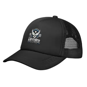 U.S. Air Force Logo Printed Mesh Baseball Cap - Breathable Adjustable Black Snapback for Patriotic Fans & Casual Wear