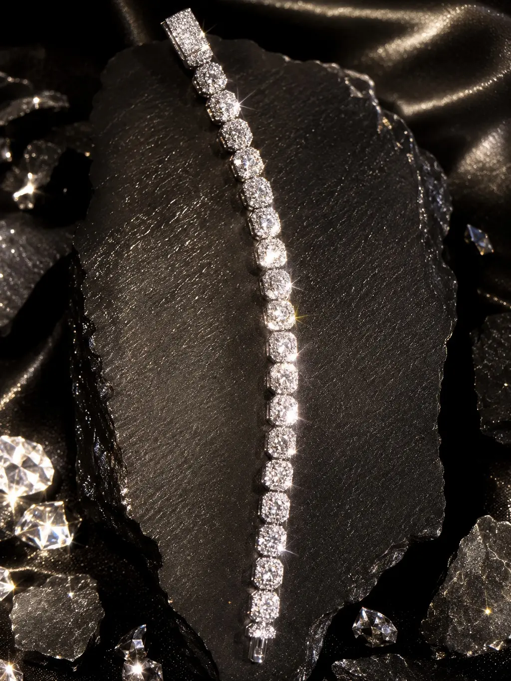 6024 Iced Out Tennis Bracelet, Unisex Hip Hop Statement Jewelry with a High-Shine Metal Coating, Luxury Bling Accessory for City Nights, Glossy, Male, Culture
