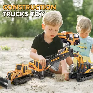 Construction Toys for 3 Year Old Kids, RC Crane Toy Truck for Boys with 8-Channel Function and Realistic Lights Remote Control Construction Vehicles Building Toy for Birthday Party Supplies Gift