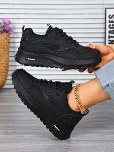 Pure Versatile Thick Sole Dad Shoes for Women, Mesh Breathable Lightweight Running Shoes, Height Boost Slimming Design, Breathable Sports Shoes