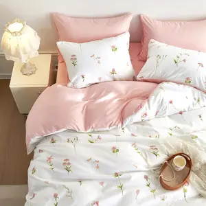- Floral Comforter Set, Cottagecore Cute Aesthetic Watercolor   and Leaves, Soft Lightweight Beddg for Women Teen Girls, 3 count, Pk, Tw/Tw XL Size