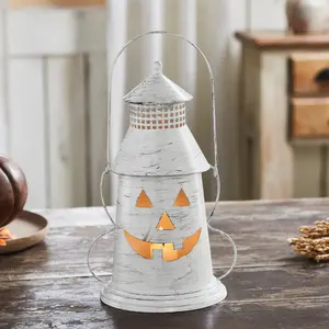 Tealight Holder Halloween Lantern - Antique White