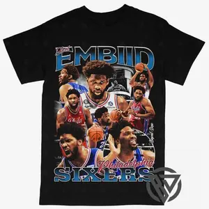 Joel Embiid T-shirt For Men Women, For Fans Unisex Casual Streetswear Top AI Philadelphia 76ers Sixers Basketball