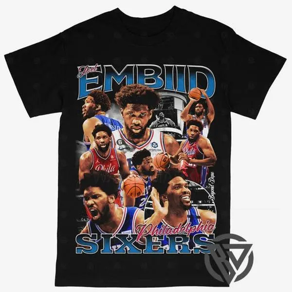 Joel Embiid T-shirt For Men Women, For Fans Unisex Casual Streetswear Top AI Philadelphia 76ers Sixers Basketball