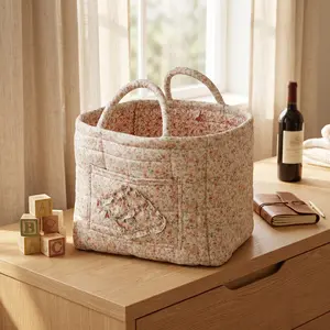 Floral Storage Basket,Fabric quilted basket for Clothes Toys & Blankets Car Trunk Organizer Backseat Storage Machine Washable  Large Capacity Woven Design room clutter  organization daily use item Mother's Day gift teacher appreciation gifts 2026