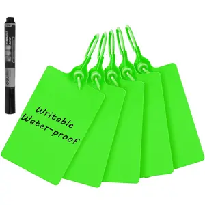 100 Plastic Tags  Tags for Labeling Shipping Tags Shipping Labels  Tamper Seals Hanging Tags Writable Marker Ties Storage Tag with One Marker Pen (Green)