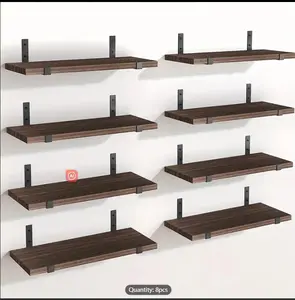 8pcs/set Wall Mount Storage Rack, Wooden Floating Shelf Skincare Shower Caddy Cosmetic Organization Holder, Kitchen Accessories, Bedroom Accessories, Wall Decor, Home Decor, Household Storage And Organization, Bathroom Accessories