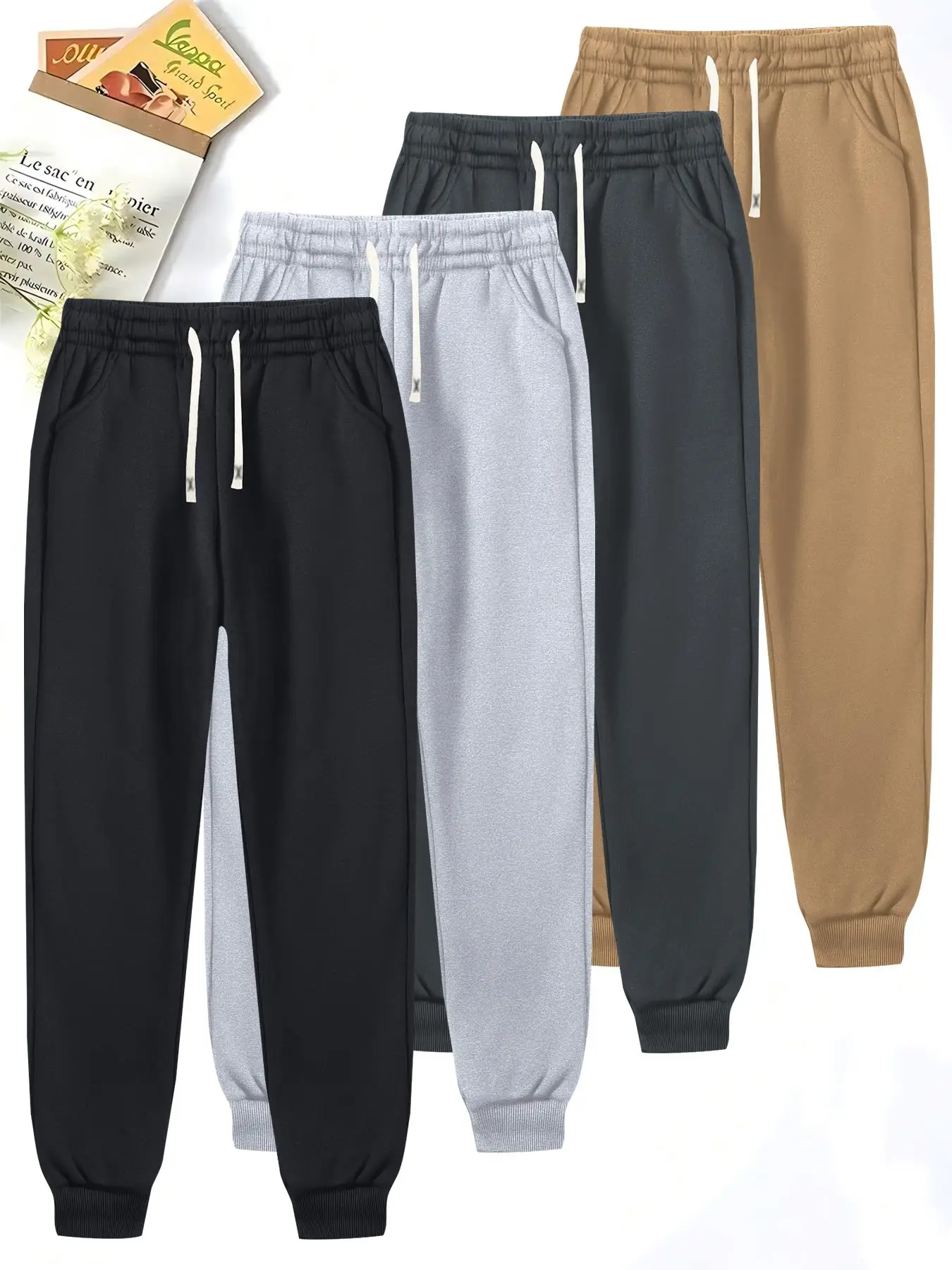 Men's Solid Drawstring Waist Jogger Pants, Casual Comfy Pocket Sweatpants for All Seasons, Men's Trousers for Daily Wear, Workout Clothes