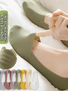 Women's Ice Silk No-Show Socks | Non-Slip Silicone, Breathable & Sweat-Wicking | Invisible Low Cut Liner Socks for Heels & Sneakers - 10 Pairs