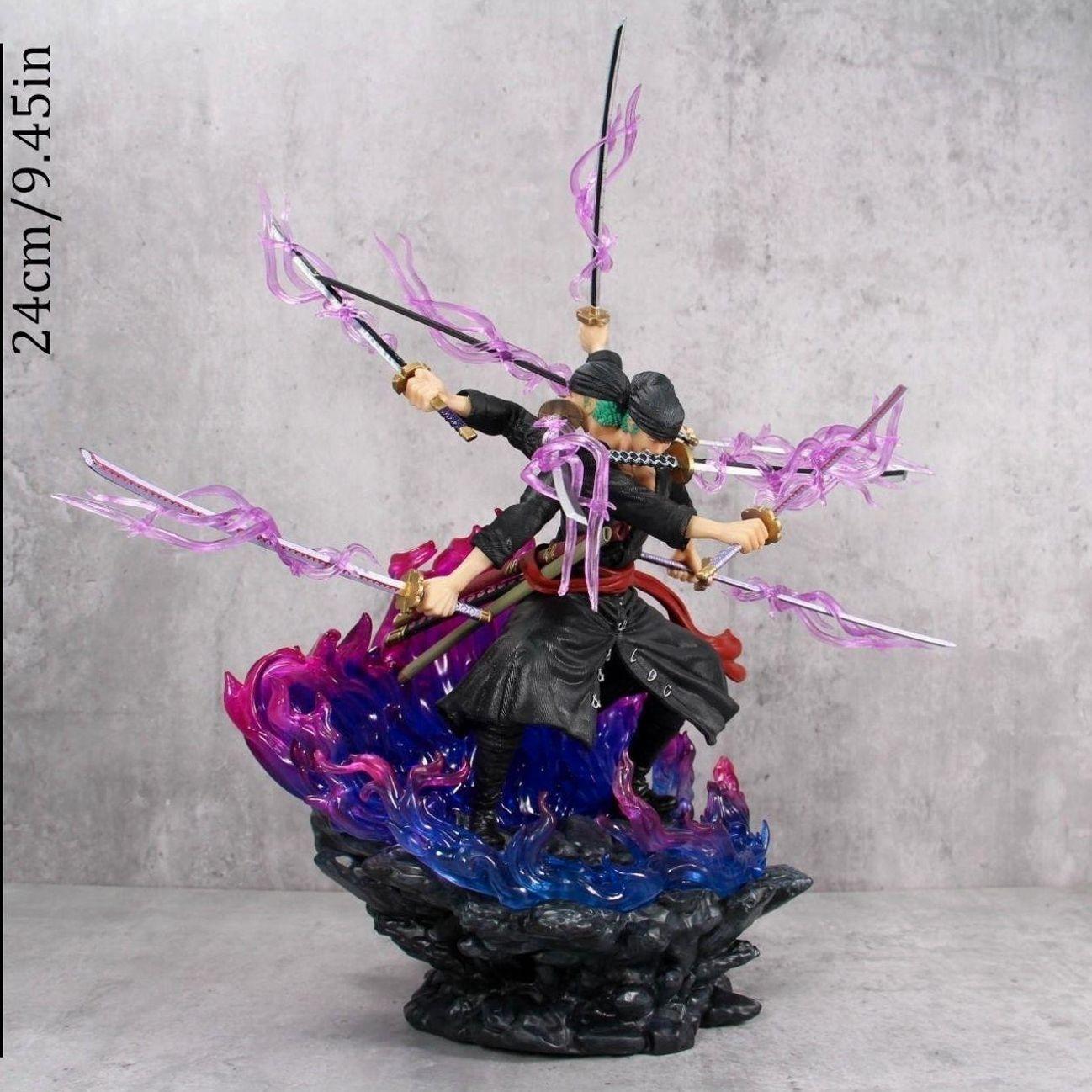 One Piece Zor'o Nine-Blade Sword Figure, Three-Head Six-Arm Asura Collectible Display, Perfect Gift for Boys, Anime Fan Favorite