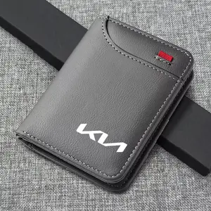 Leather Mini Credit Card Purse, Portable Wallet, Car Emblem Wallet, for Kia Sportage Ceed Sorento Cerato Optima Picanto Rio Soul K3 K5 Accessories