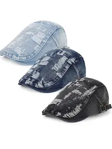 3Pack Men's Newsboy Caps Washing Cooling Lightweight Scally Cap for Men Adjustable Flat Cap