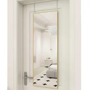 Full-Length Mirror 48 x 14 Inches, Large Wall Mirror with Ultra-Thin Aluminum Alloy Frame, Distortion-Free Glass, 3-in-1 Installation (Wall Mount, Lean Against Wall, Behind Door), Height Adjustable for Bedroom Entryway
