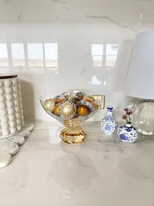 Glass Bowl with Amber Crystal Base