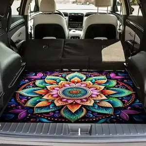 1pc Colorful Mandala Trunk Mat 29.5x39.4in, Easy Clean Felt Fabric, Anti-Scratch Dustproof Car Protector, Universal Fit Festive Accessory