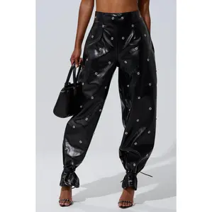 WORK IT BABY FAUX LEATHER BARREL PANT