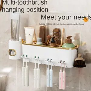 Toothbrush Shelf Non-punching Brushing Cup Mouthwash Cup Wall-mounted Shelf Wall-mounted Bathroom Electric Family Set toothbrush sterilizer