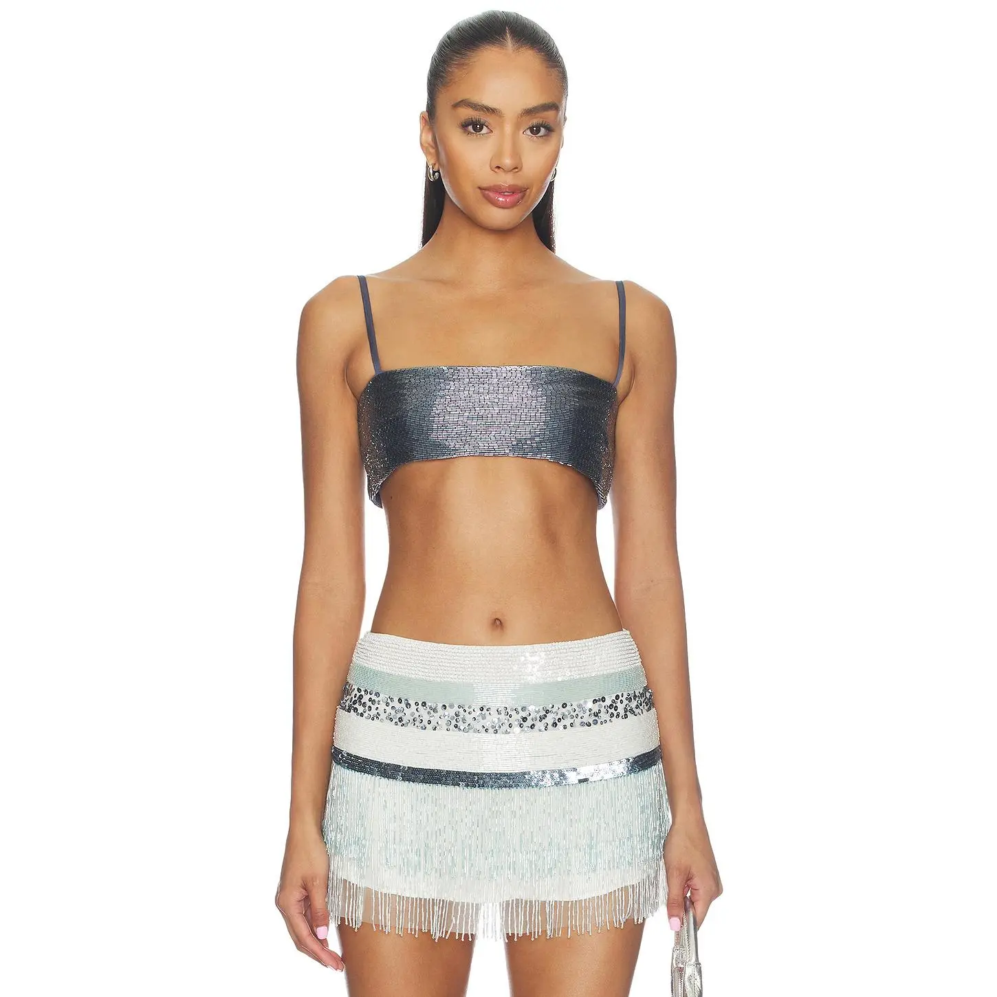 ASTA RESORT Iris Hand Beaded Bralette in Sailor Blue