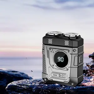 Electric Mini Shaver, Waterproof Portable Razor, Supports Type-C Fast Charging, Magnetic Blade, LCD Display, Men's Washable Beard Trimmer