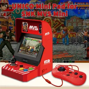Unico  MVS Mini Arcade Game Console with Two Gamepad - Retro Red USB Powered, 45 liscenced Classic  NeoGeo Games Preloaded, Home/Office/Party Entertainment, Nostalgic Design, Compact and Portable, High-Quality Games, Player Gift