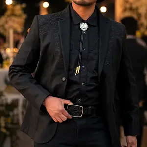 Men’s Western Blazer Jacket Cowboy Embroidered Dress Suit Coat for Rodeo Weddings Country Concert Formal Outfit