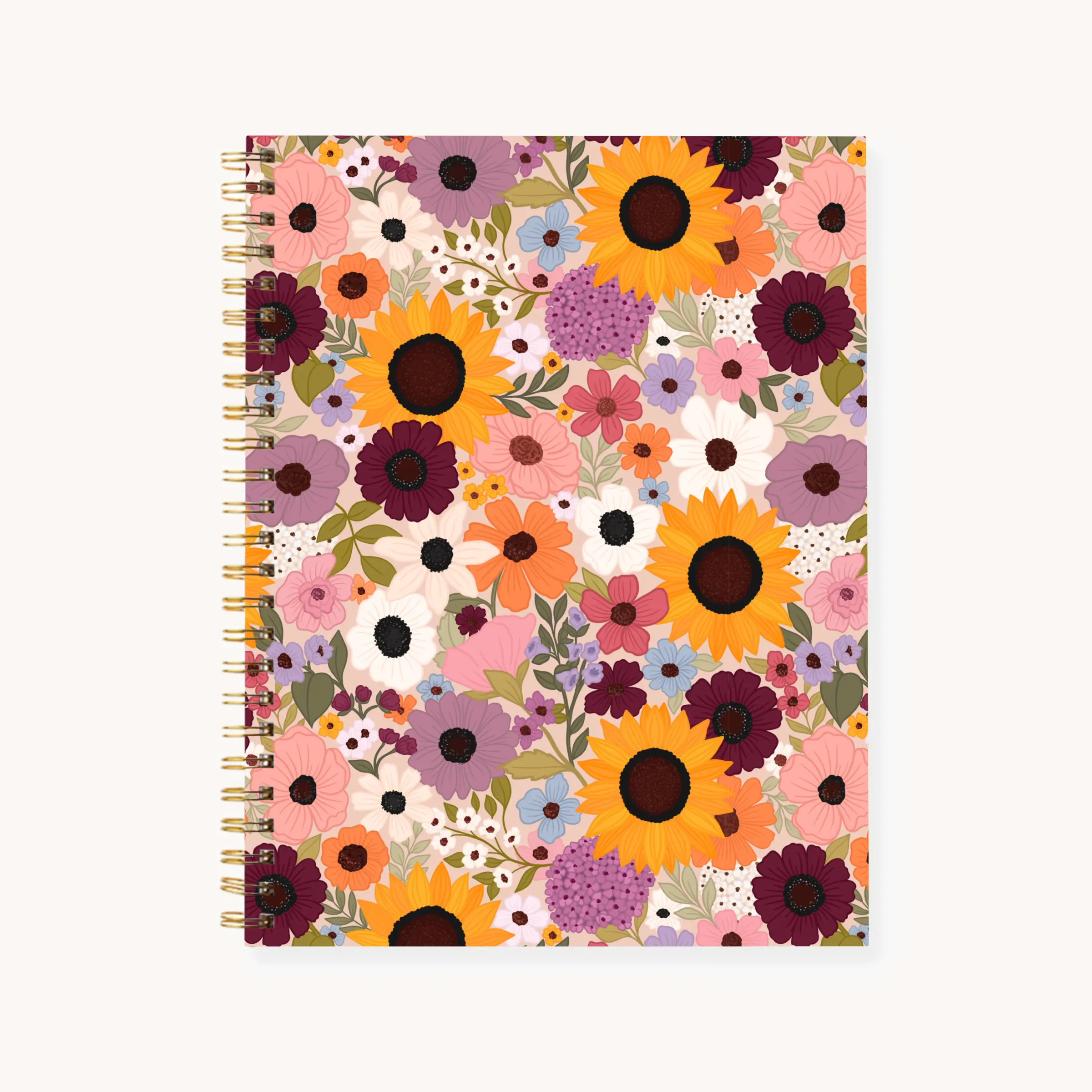 7x9" Hardcover Spiral Notebook | 72 College Ruled Heavy Weight Pages | Gold Spiral | Lays Flat | Soft Touch Cover