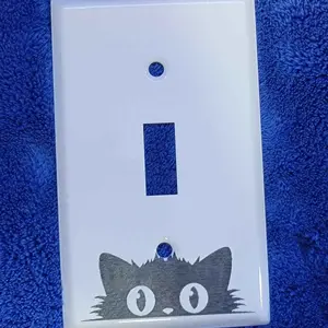 Engraved Peeking Kitty Light Switch Cover for Fun Home Decor
