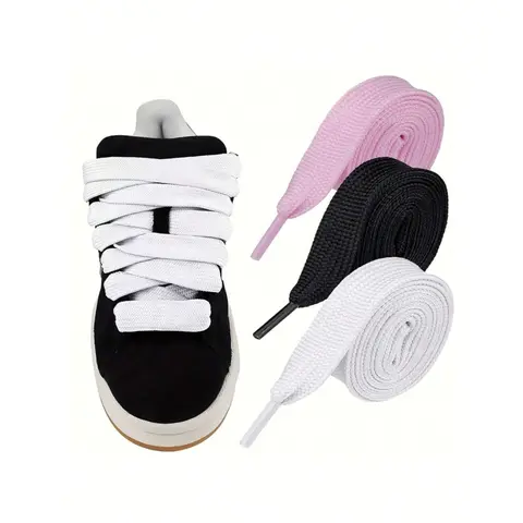 2 pairs wide and thick low-top shoelaces, trendy and versatile flat shoelaces suitable for sports shoes and casual shoes, fashionable and simple replacement shoelace accessories for shoes and boots Shoelaces for sneakers Footwear Lace