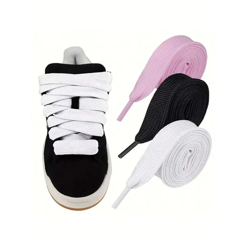 2 pairs wide and thick low-top shoelaces, trendy and versatile flat shoelaces suitable for sports shoes and casual shoes, fashionable and simple replacement shoelace accessories for shoes and boots Shoelaces for sneakers Footwear Lace