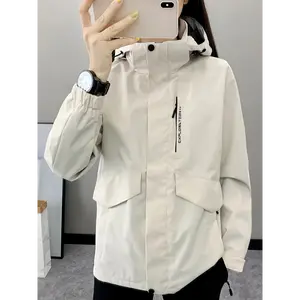 Women's Lightweight Waterproof Windbreaker Jacket - Pink, Hooded, Zip-Up with Pockets, Polyester, Ideal for Spring & Autumn Outdoor Activities