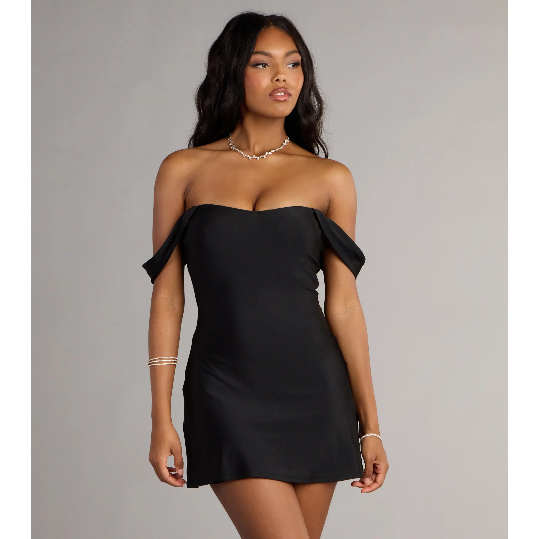 Finesse Vale Black Off Shoulder Mini Dress - TikTok Shop
