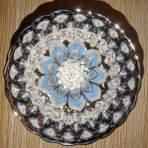 Lotus Motif Blue & Silver Metallic Glaze Ceramic Teacup (Artisan Tea Cup)