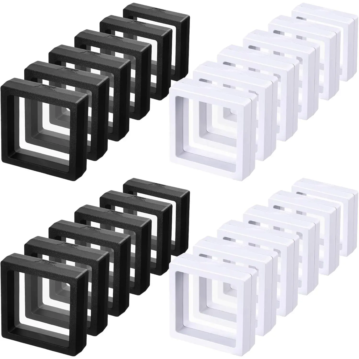 60 count  Display Case 4. 3 x 4. 3 x 0. 8 Inch Black 3D Floating Frame Display Holder Stands for Antique Challenge , , Shells, , Minerals, Rocks, Specimen, Pins(Black, White)