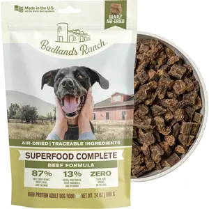 BADLANDS RANCH by Katherine Heigl – Superfood Complete Air-Dried Beef & Bison Dog Food – High Protein with Superfoods for Daily Wellness & Consistent Nutrition – 24 oz