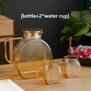 Cold water pitcher and cup set for home use, large capacity, high borosilicate glass, transparent waterware set for refrigerator, Drinkware