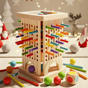 Wooden 3D Space Building Toy, Parent-Child Interactive Desktop Game, Blocks Tower Game, Color Recognition and Sorting, Educational Gift for Kids