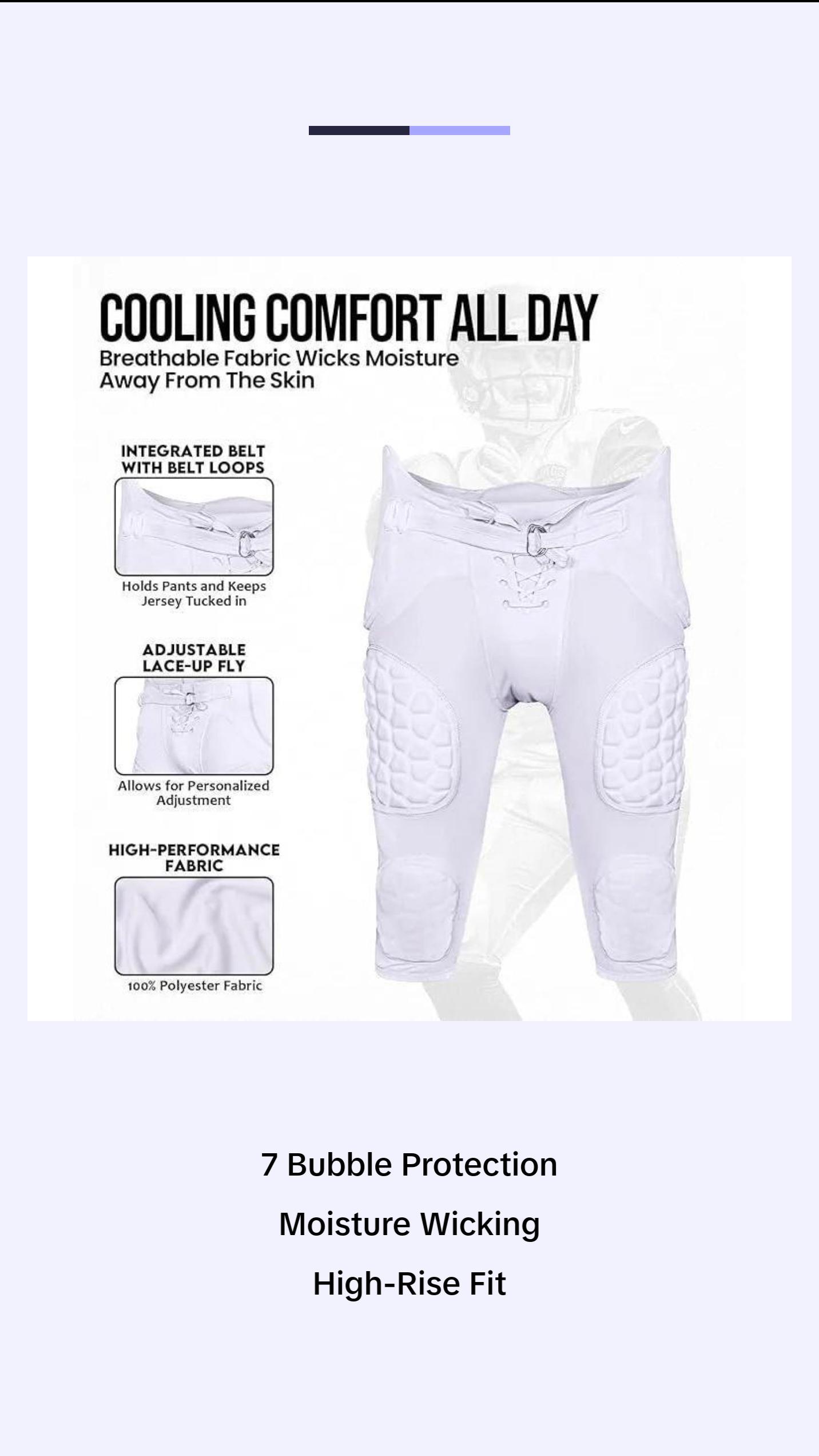 Exxact Sports Rebel Mens Integrated Football Pants with Built-in Pads, Lightweight Football Practice Pants with Lace-up Fly (A, White)