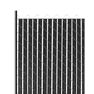 VEVOR Bottom Locking Privacy Slats, Double-Wall Vertical Bottom-Locking Slats with Wings for Chain-Link Fence, High-Density HDPE Chain Link Slats Ideally Fit 8' High Fence for Garden and Farm(Black)