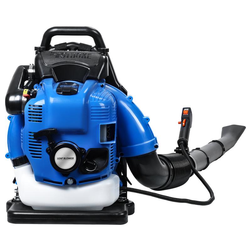 Snow Blower 75.6CC Gas Powered Backpack Leaf Blower 4-Stroke for Lawn Care Yard Dust Debris Blue Ergonomic Design with 1.9L Fuel Tank