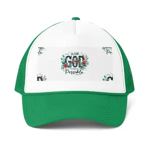 With God All Things Are Possible Trucker Cap | Floral Scripture Hat