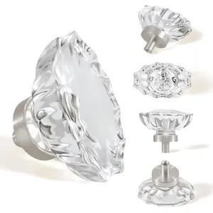 Glass Cabinet Knobs Brushed Nickel, Pulls and Knobs for Dresser Drawer,Kitchen Cabinet Knobs (Oval,4 Pack)