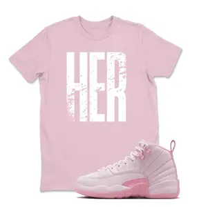 HER Graphic Tee Shirt To Match Jordan 12 Pearl Pink Sneaker, 12 Pearl Pink Shirt, Unisex Clothing, Pink 12s Outfit, Gift for her, Size S-5XL