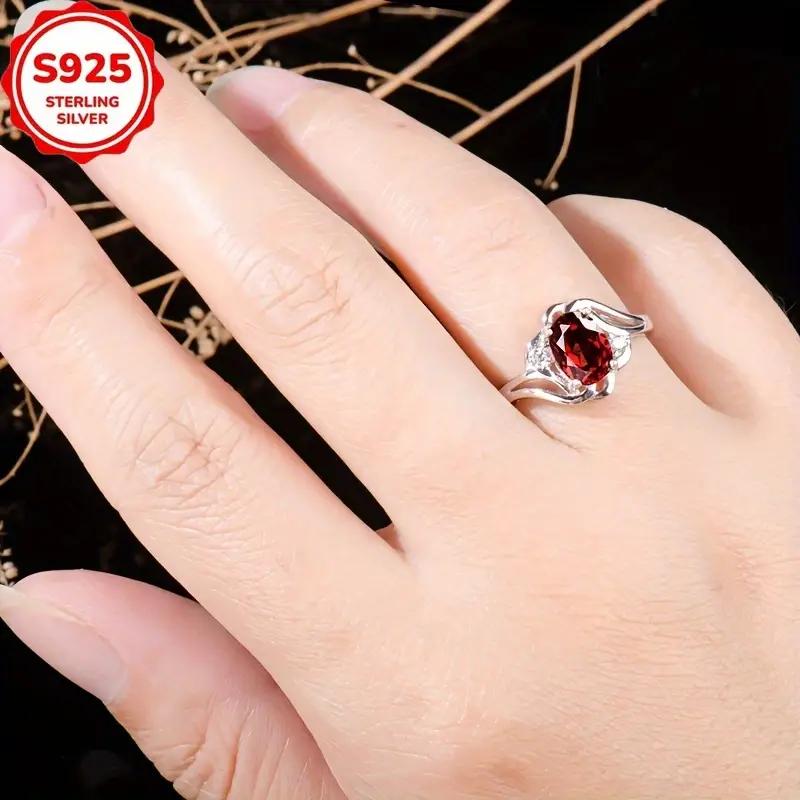 Luxurious ruby ring, elegant 925 sterling silver women's ring, adjustable opening ring size - perfect for mothers or couples, Christmas, Mother's Day gifts