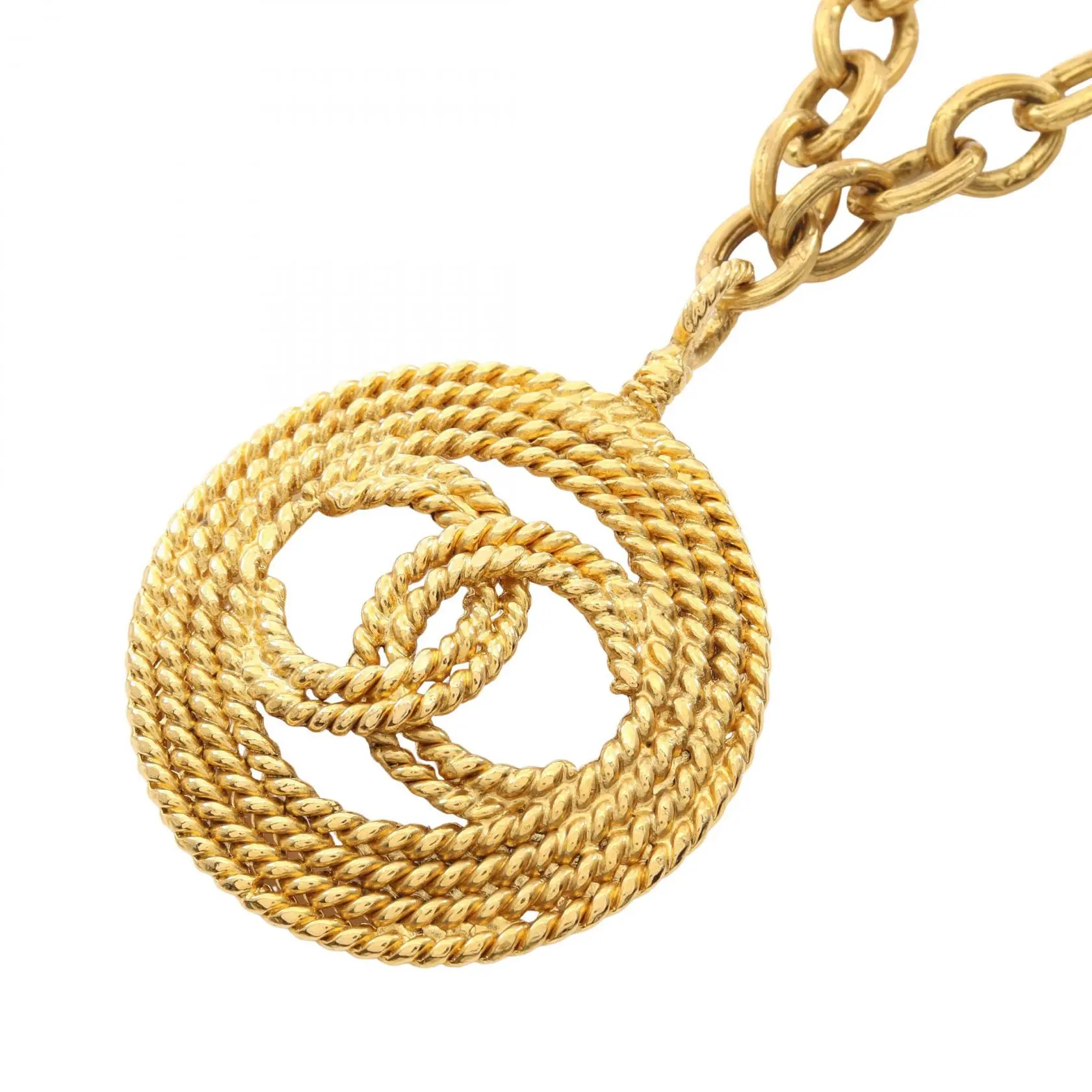 Pre-owned CHANEL Gold-plated Small Leather Goods Coco Mark Necklace