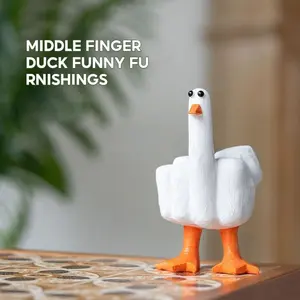 Cute Animal Design Figurine, Rude Duck Trinket, Porch Goose Decorative Object, Funny Middle Finger Duck Figurines, Weird Home Decor Duck You Figure, Sculpture for Office Desk Gift-Christmas  Ornaments, Traditional Decoration,   2025 Dealsforyoudays