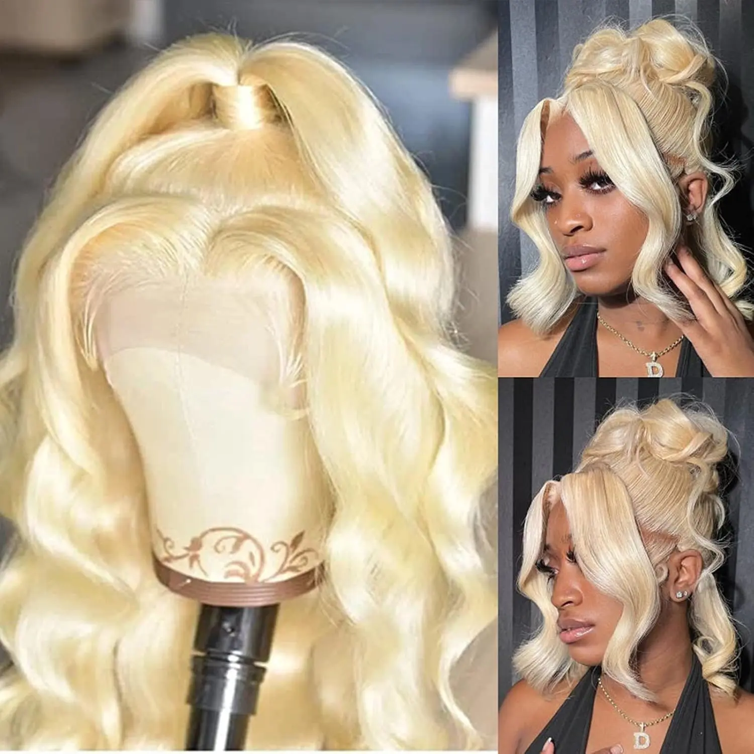 Gk 613 13x6 Lace Front Wig Human Hair 200% Density Body Wave 